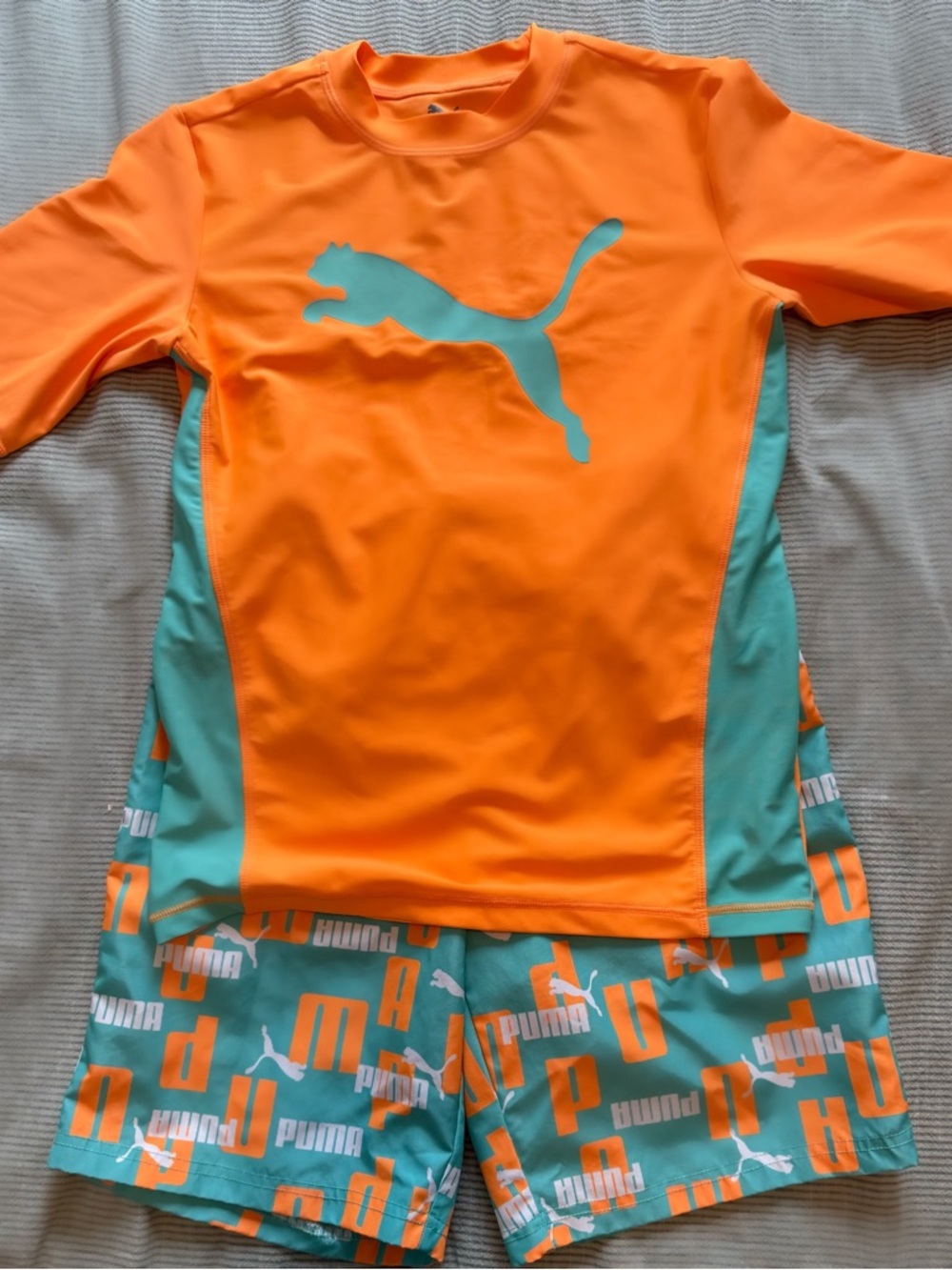 Puma Orange & Teal Kids Rashguard Swim Set